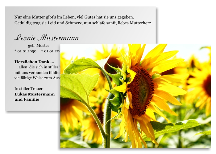  Danksagungskarten Trauer