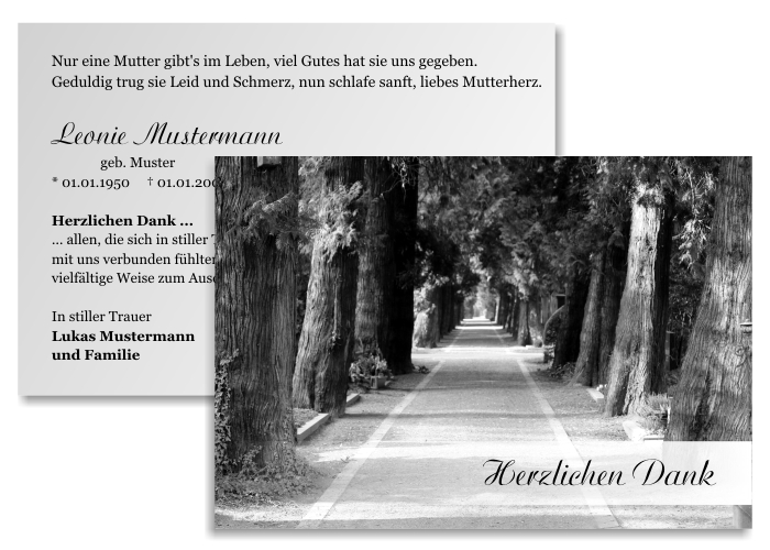 Danksagungskarten Trauer Danksagungskarten Trauer