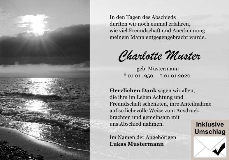  Danksagungskarten Trauer