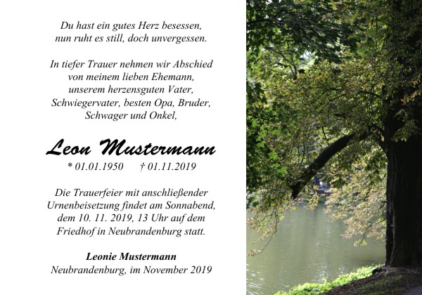  Danksagungskarten Trauer