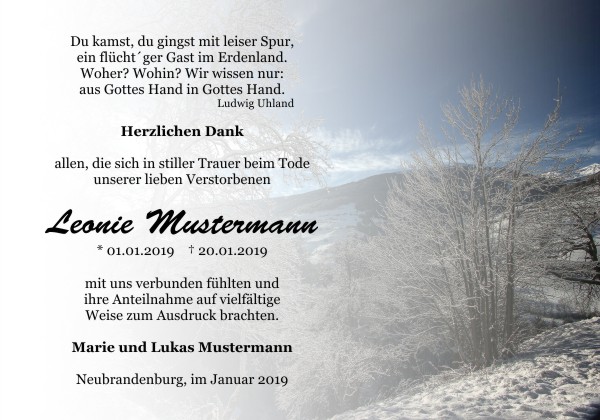  Danksagungskarten Trauer