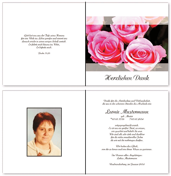  Danksagungskarten Trauer