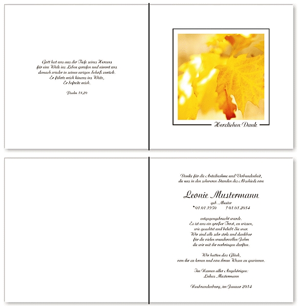  Danksagungskarten Trauer