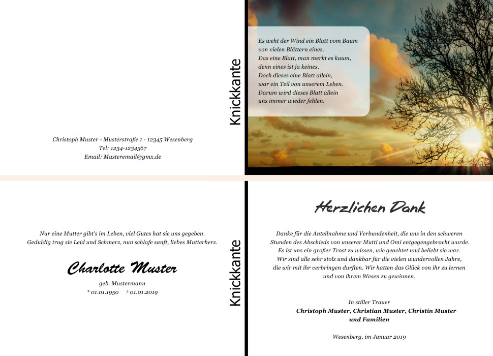 Danksagungskarten Trauer Danksagungskarten Trauer