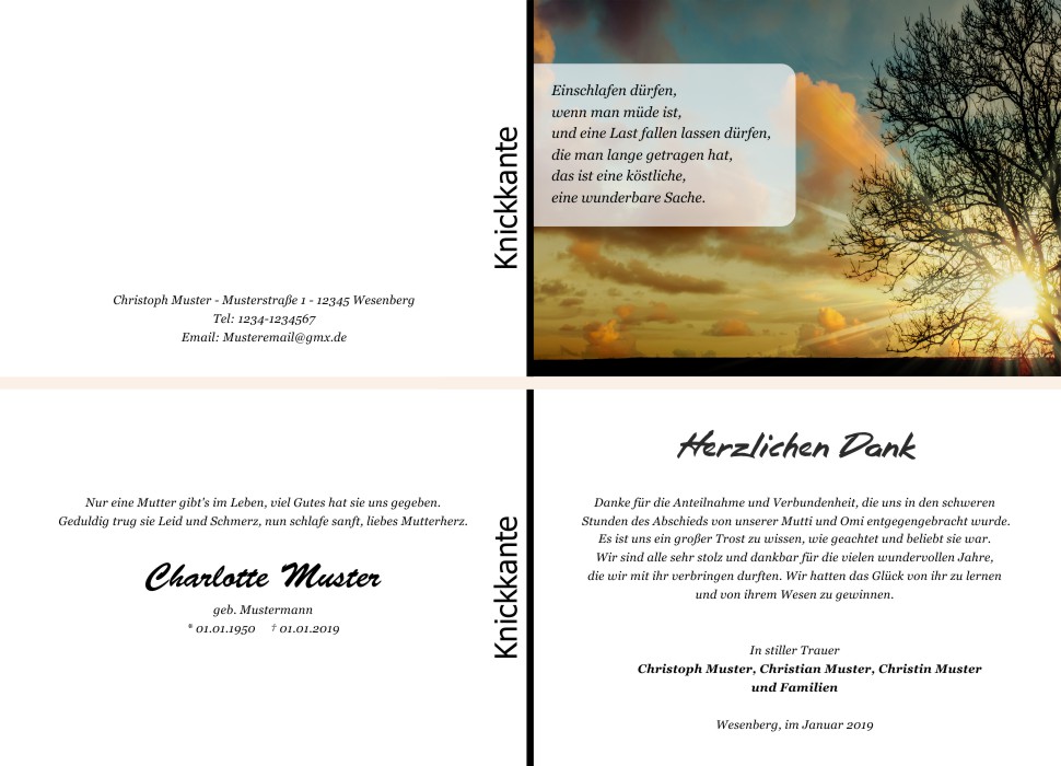 Danksagungskarten Trauer Danksagungskarten Trauer
