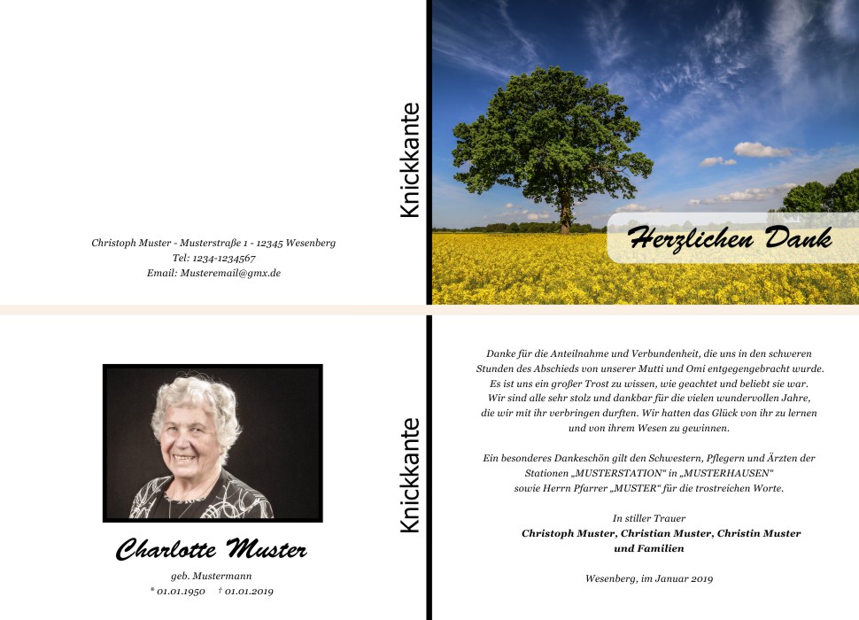 Danksagungskarten Trauer Danksagungskarten Trauer
