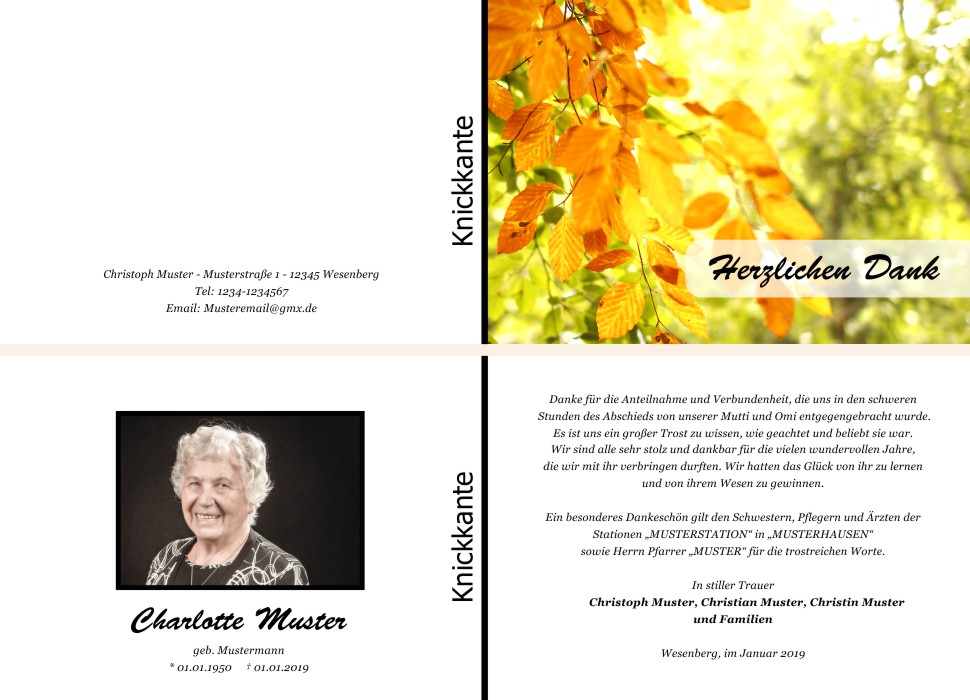 Danksagungskarten Trauer Danksagungskarten Trauer