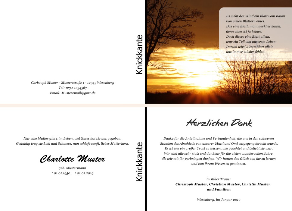 Danksagungskarten Trauer Danksagungskarten Trauer