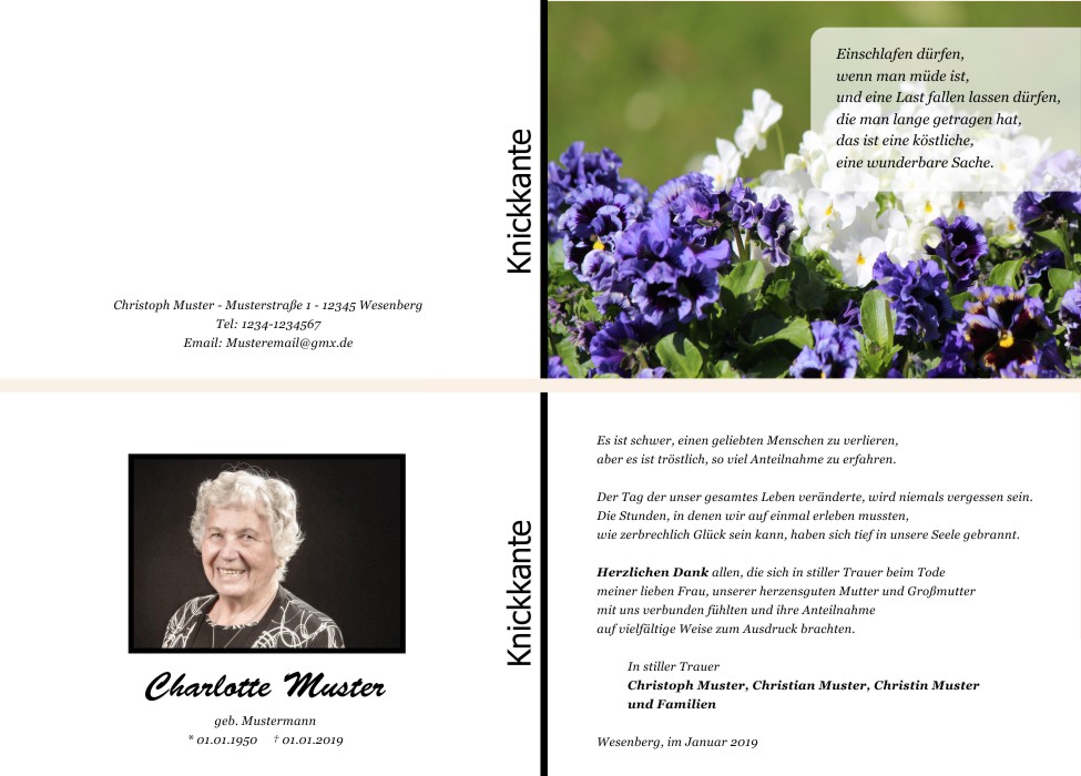 Danksagungskarten Trauer Danksagungskarten Trauer