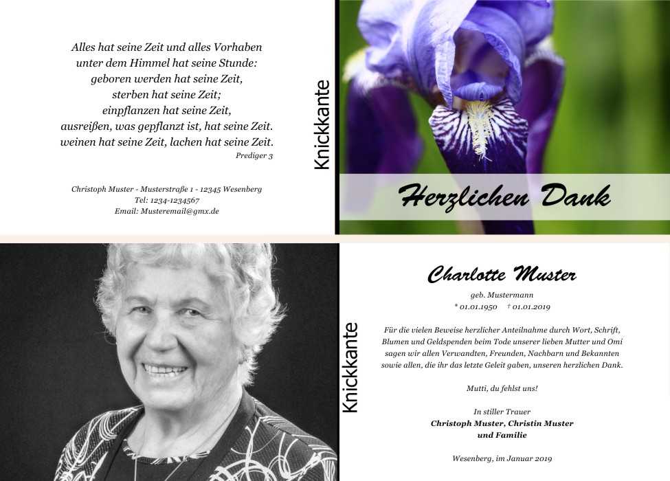 Danksagungskarten Trauer Danksagungskarten Trauer