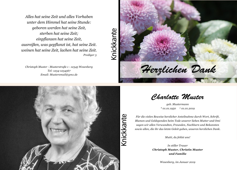 Danksagungskarten Trauer Danksagungskarten Trauer