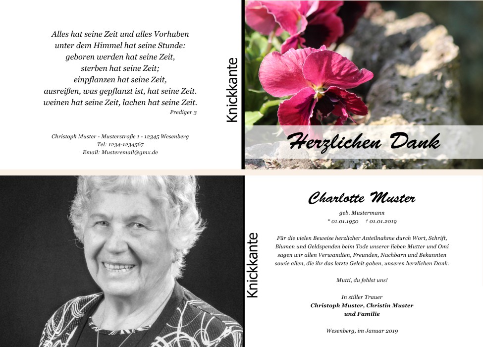 Danksagungskarten Trauer Danksagungskarten Trauer
