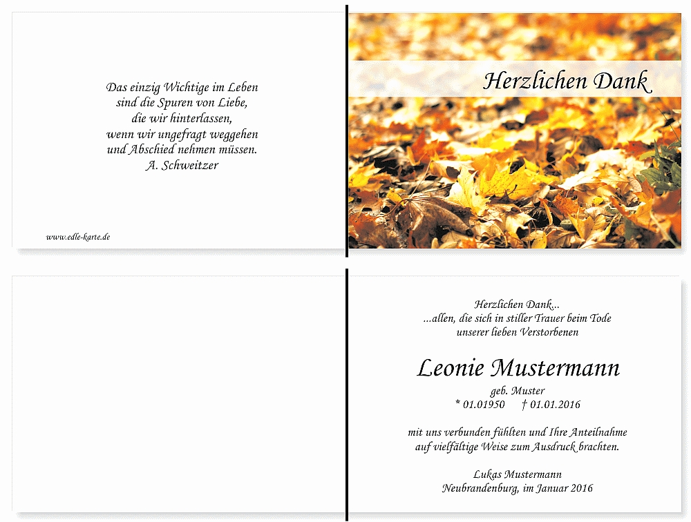Danksagungskarten Trauer Danksagungskarten Trauer