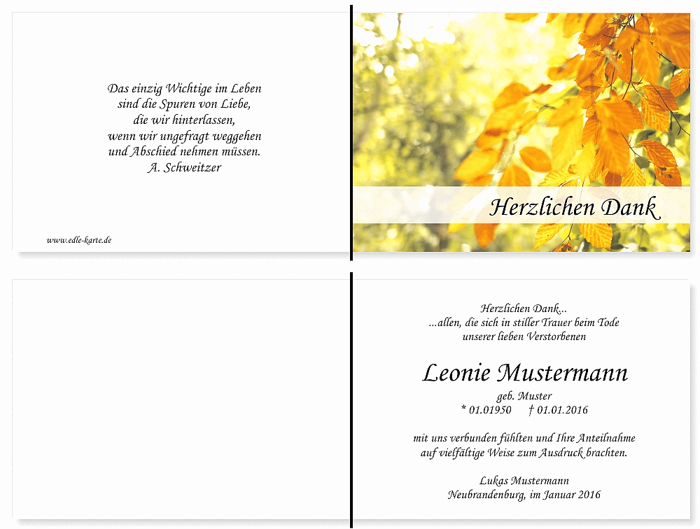 Danksagungskarten Trauer Danksagungskarten Trauer