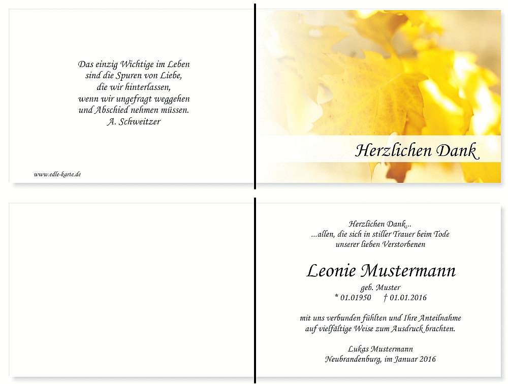 Danksagungskarten Trauer Danksagungskarten Trauer