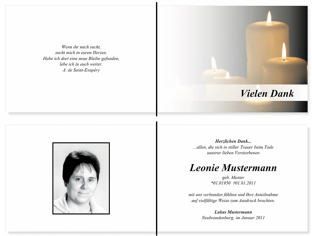 Danksagungskarten Trauer Danksagungskarten Trauer
