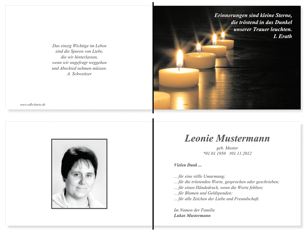 Danksagungskarten Trauer Danksagungskarten Trauer