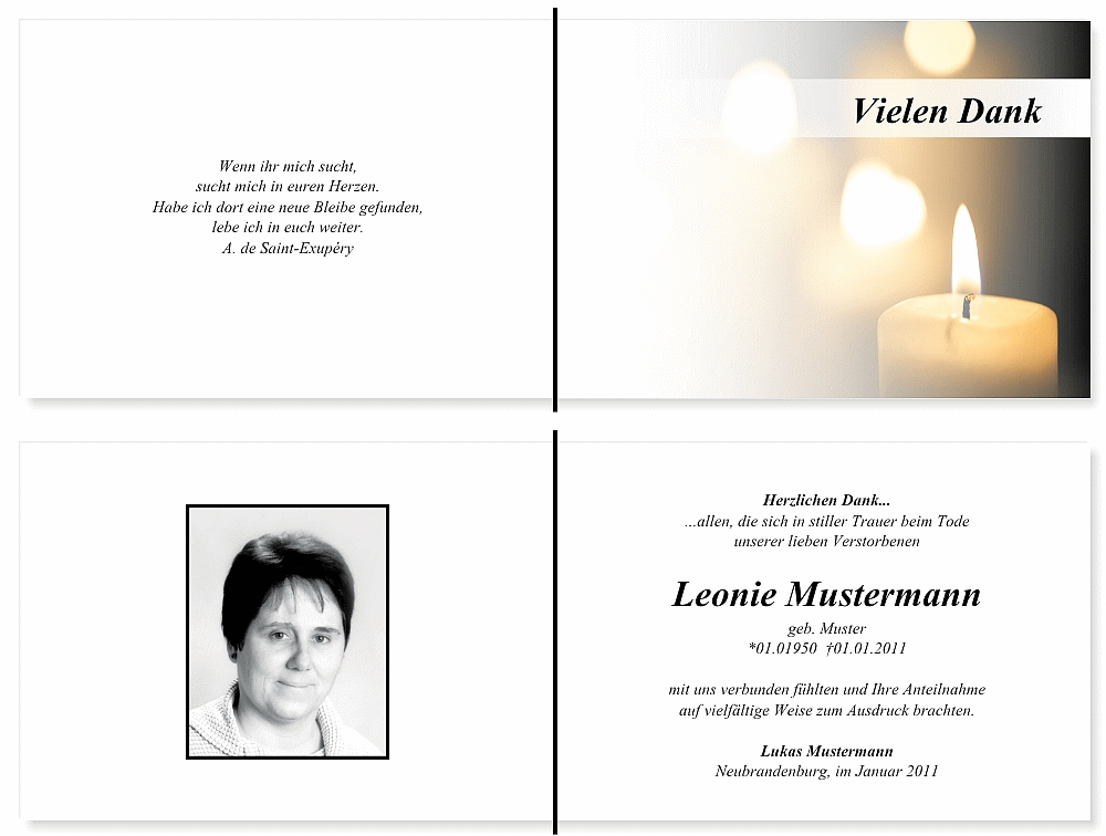 Danksagungskarten Trauer Danksagungskarten Trauer