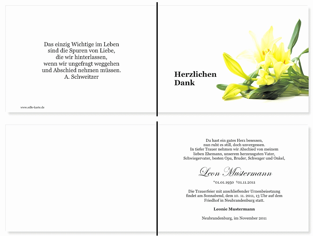 Danksagungskarten Trauer Danksagungskarten Trauer