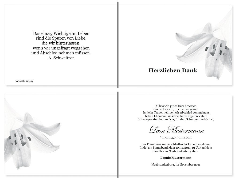 Danksagungskarten Trauer Danksagungskarten Trauer