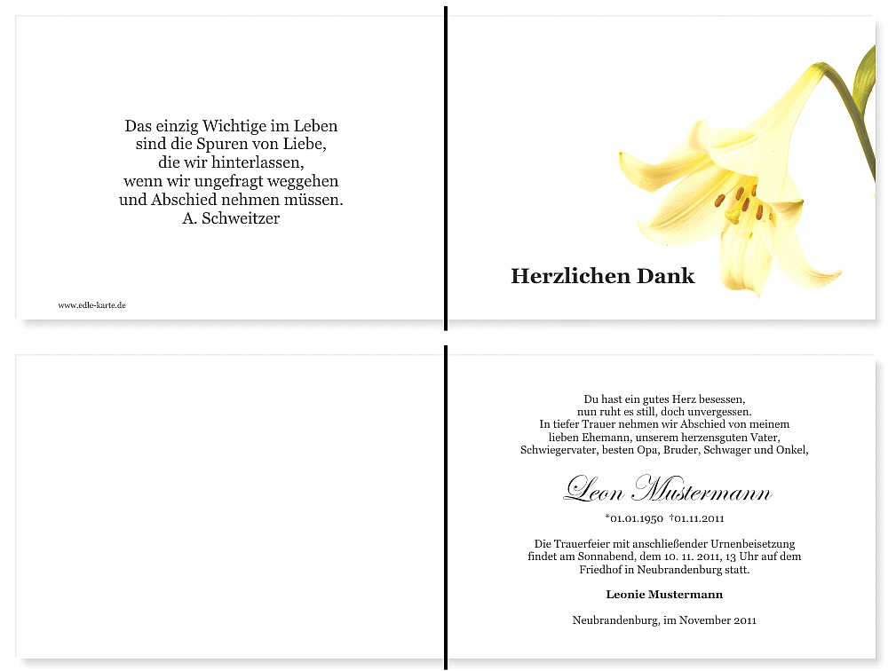 Danksagungskarten Trauer Danksagungskarten Trauer