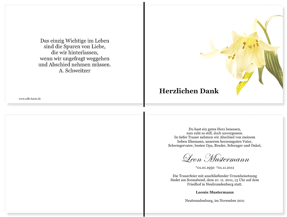 Danksagungskarten Trauer Danksagungskarten Trauer