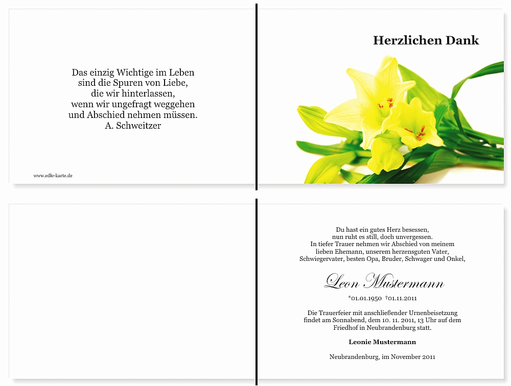 Danksagungskarten Trauer Danksagungskarten Trauer
