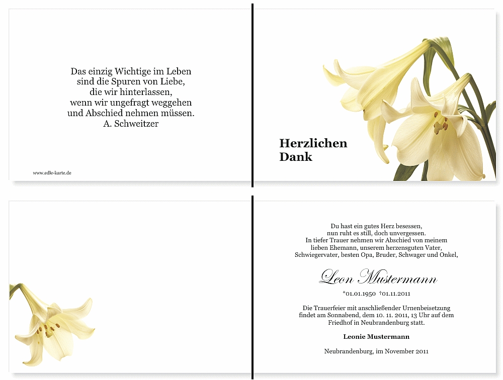 Danksagungskarten Trauer Danksagungskarten Trauer
