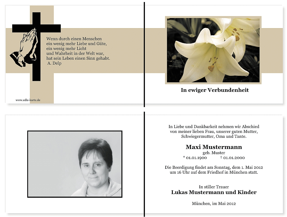 Danksagungskarten Trauer Danksagungskarten Trauer