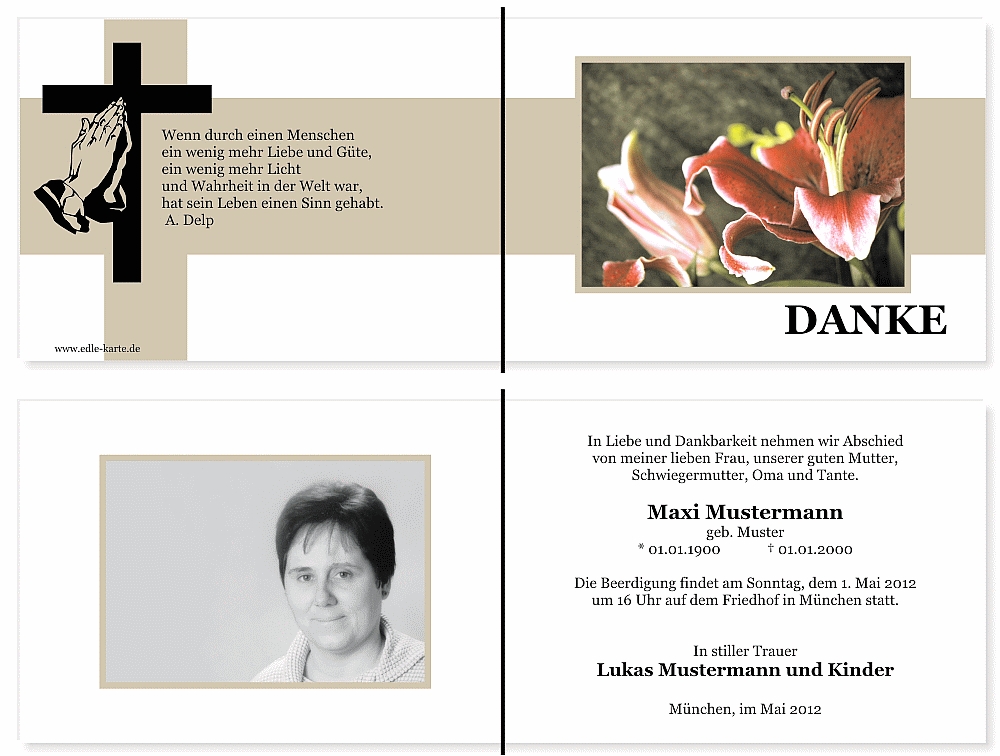 Danksagungskarten Trauer Danksagungskarten Trauer