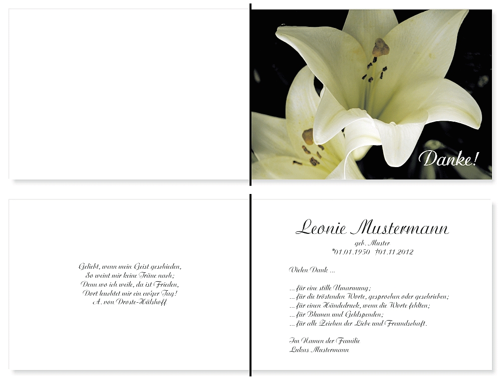 Danksagungskarten Trauer Danksagungskarten Trauer