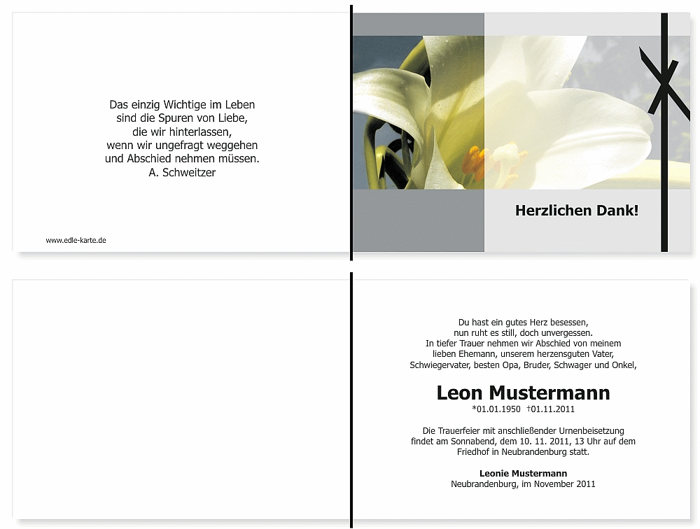 Danksagungskarten Trauer Danksagungskarten Trauer