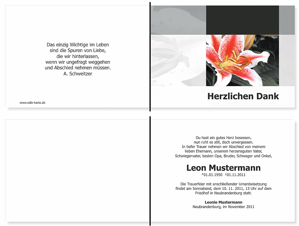 Danksagungskarten Trauer Danksagungskarten Trauer