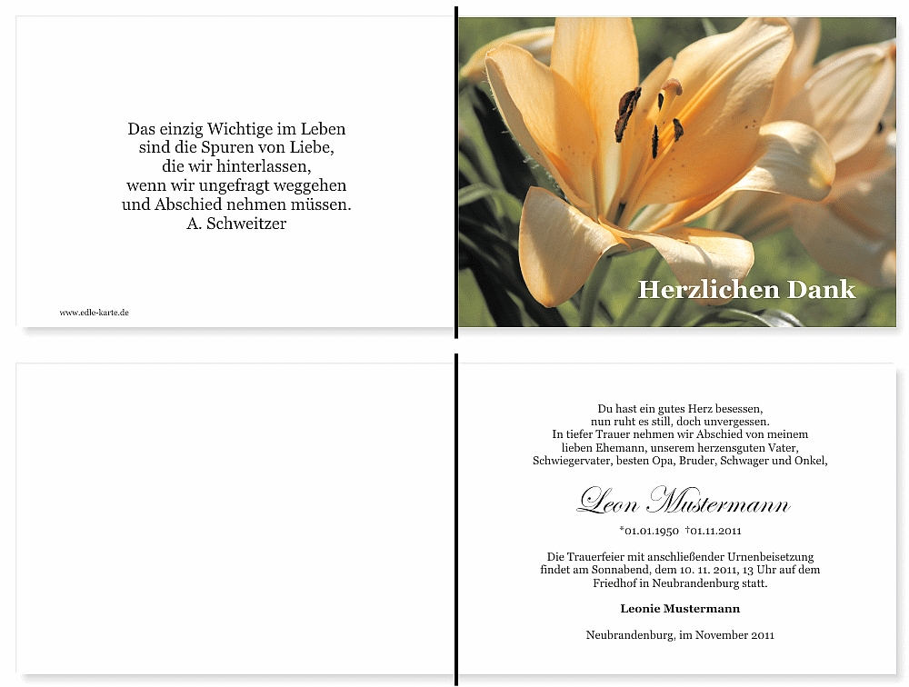 Danksagungskarten Trauer Danksagungskarten Trauer