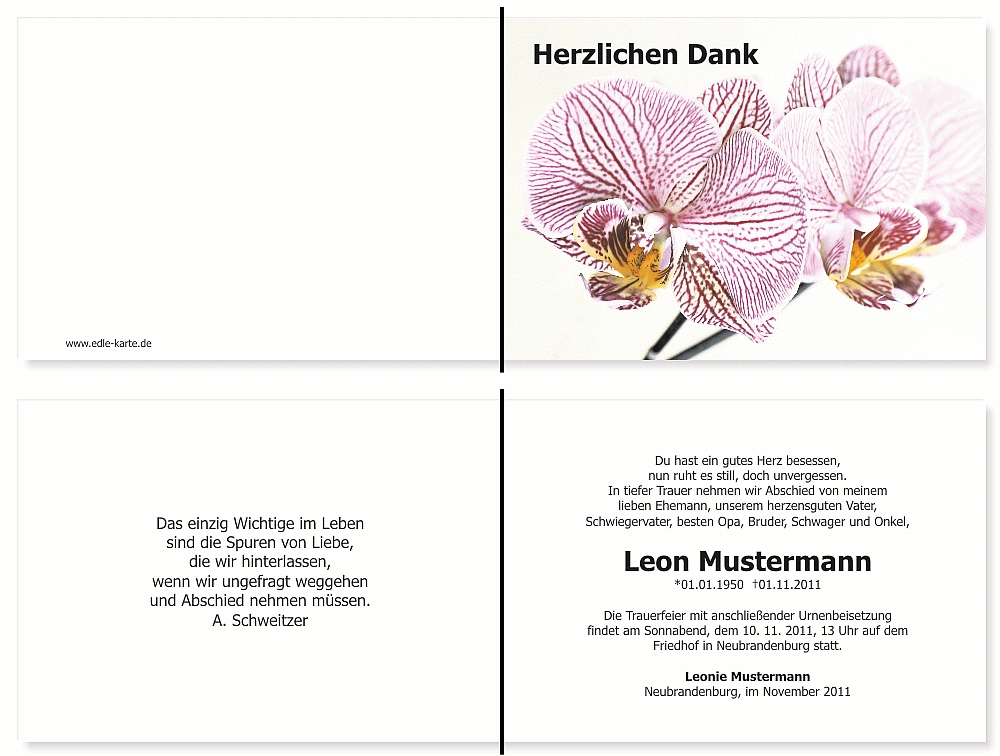  Danksagungskarten Trauer