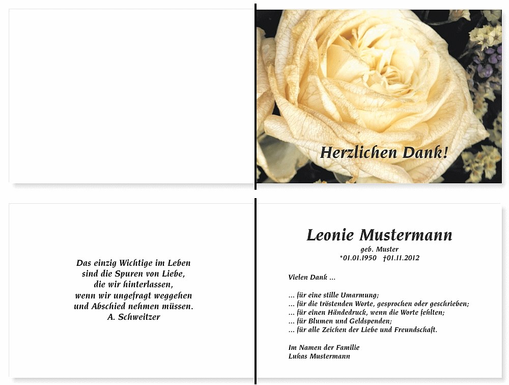 Danksagungskarten Trauer Danksagungskarten Trauer