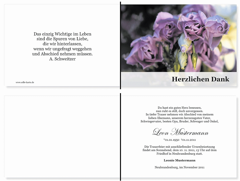 Danksagungskarten Trauer Danksagungskarten Trauer
