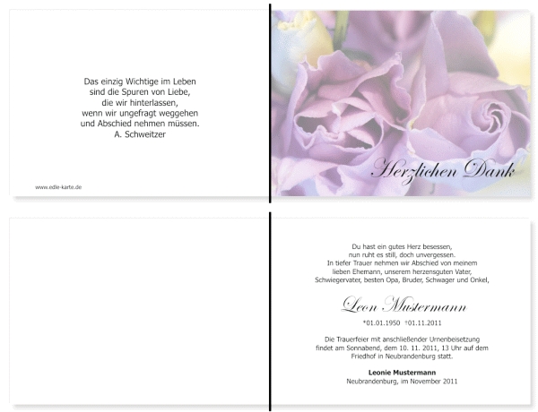 Danksagungskarten Trauer Danksagungskarten Trauer