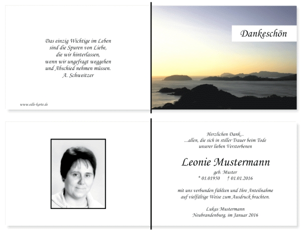 Danksagungskarten Trauer Danksagungskarten Trauer