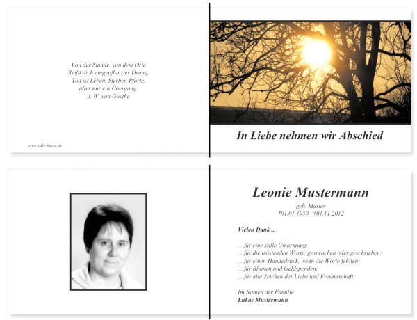 Danksagungskarten Trauer Danksagungskarten Trauer