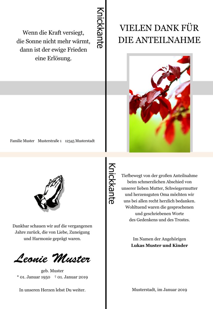 Danksagungskarten Trauer Danksagungskarten Trauer