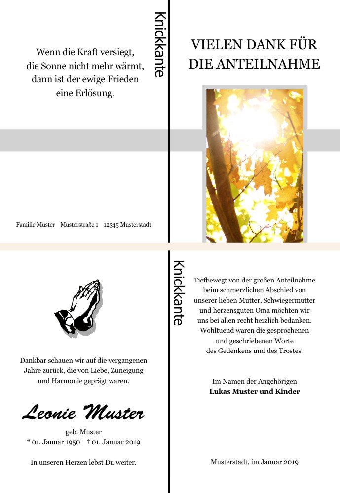 Danksagungskarten Trauer Danksagungskarten Trauer