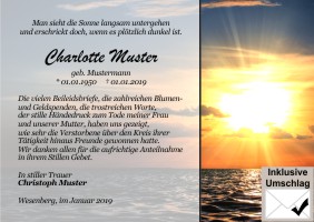 Danksagungen nach Beerdigung. 