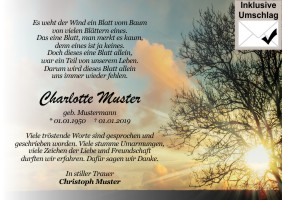 Persönliche Dankkarten nach Trauerfall. 