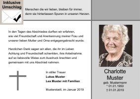 Schlichte Dankeskarten Trauer mit Foto.