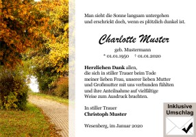 Persönliche Danksagung Trauer Karten. Herbst, Herbstblätter, Blätter, Herbstlaub. Danksagungen nach Todesfall, Beerdigung und Trauerfall drucken.