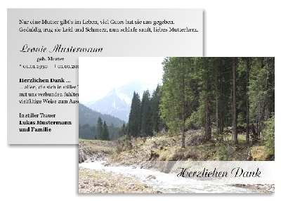 Individuelle und persönliche Danksagung Trauer Karten