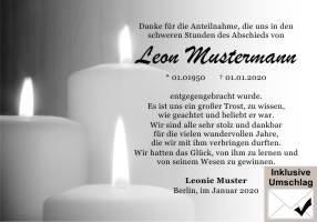 Kerze, Kerzenschein, Kerzenlicht, Trauerkerze. Danksagungen Trauer nach Beerdigung, Todesfall und im Trauerfall