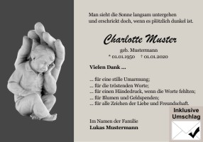 Christliche Symbole, cristliche Motive. Danksagungen Trauer nach Beerdigung, Todesfall und im Trauerfall