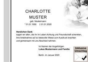 Schlichte Motive in schwarz weiß. Danksagungen Trauer nach Beerdigung, Todesfall und im Trauerfall